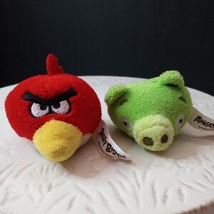 Angry Birds Red & Pig Soft Plush Mini Finger Puppets Flingers Pencil Toppers
